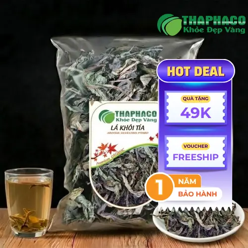 Lá khôi tía sấy khô đóng gói cẩn thận tại THAPHACO