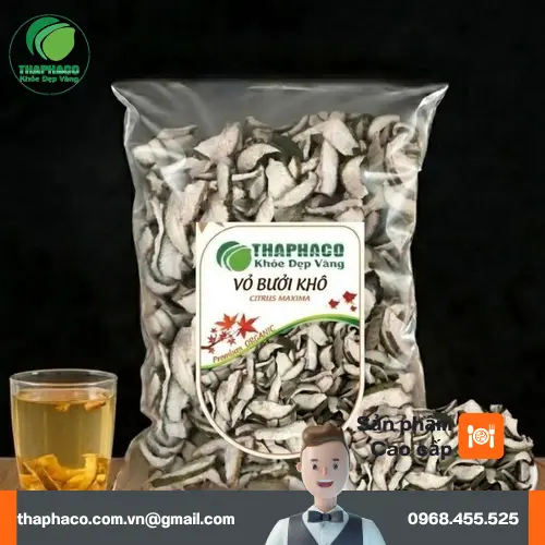 Vỏ bưởi khô THAPHACO đã qua sơ chế và sấy khô